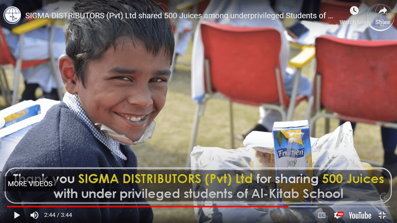 SIGMA DISTRIBUTORS (Pvt) Ltd shared 500 Juices among underprivileged Students of Al-Kitab School