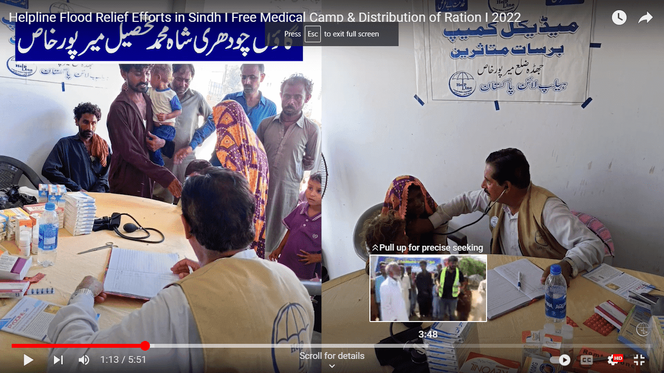 Helpline Flood Relief Efforts in Sindh I Free Medical Camp & Distribution of Ration I 2022
